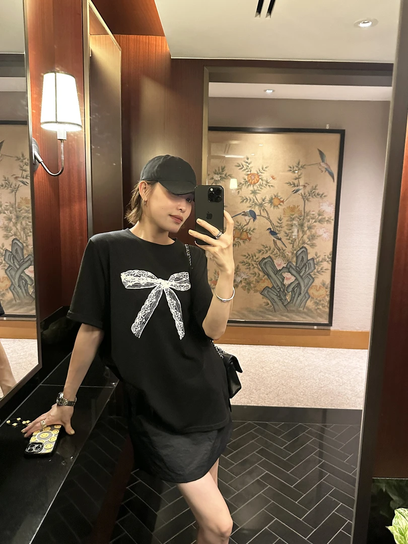 7.6印花短袖女t恤2024新款夏季韩系休闲宽松显瘦半袖圆领上衣