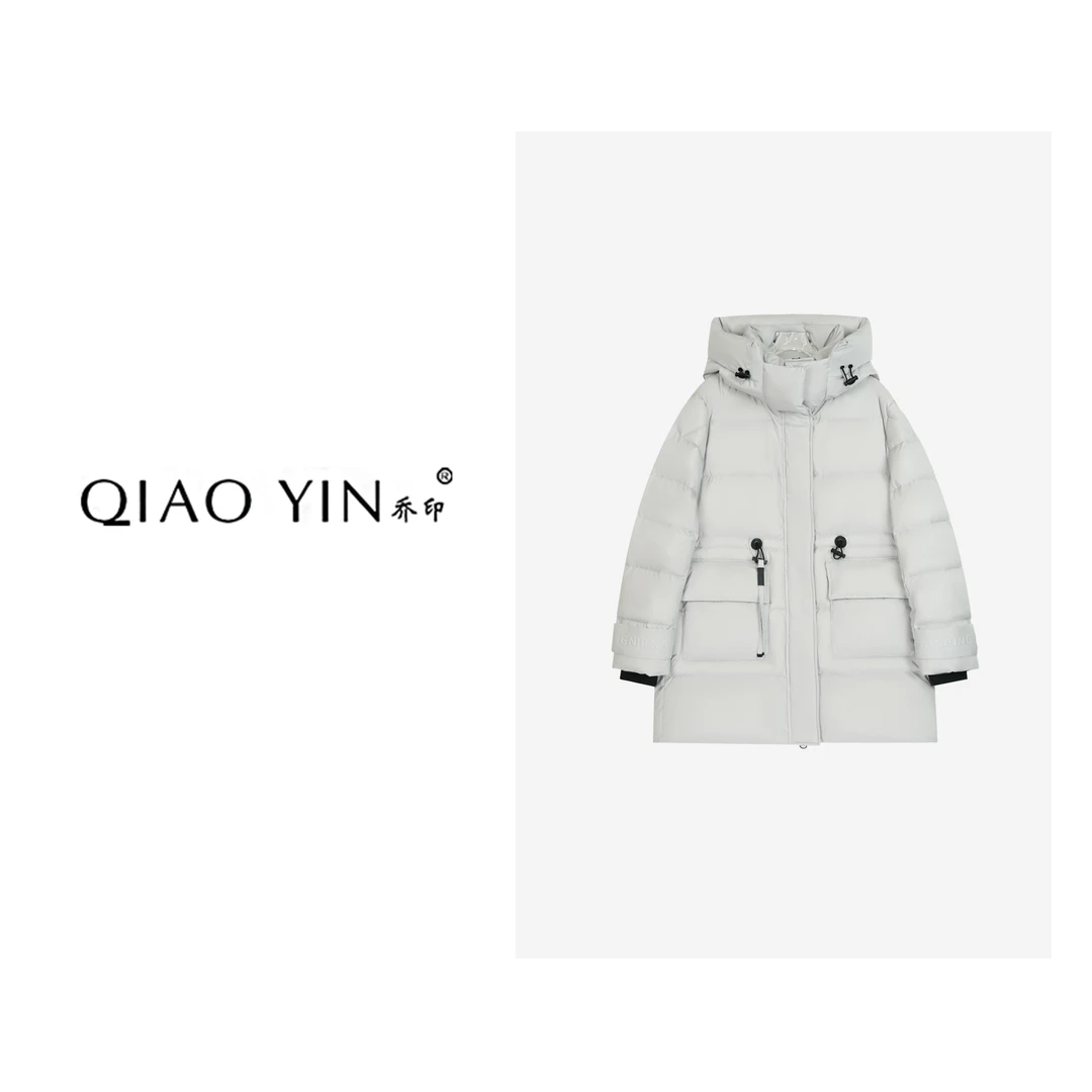 2024秋冬新款女款运动时尚连帽中长款保暖冬季女装羽绒服QY25852