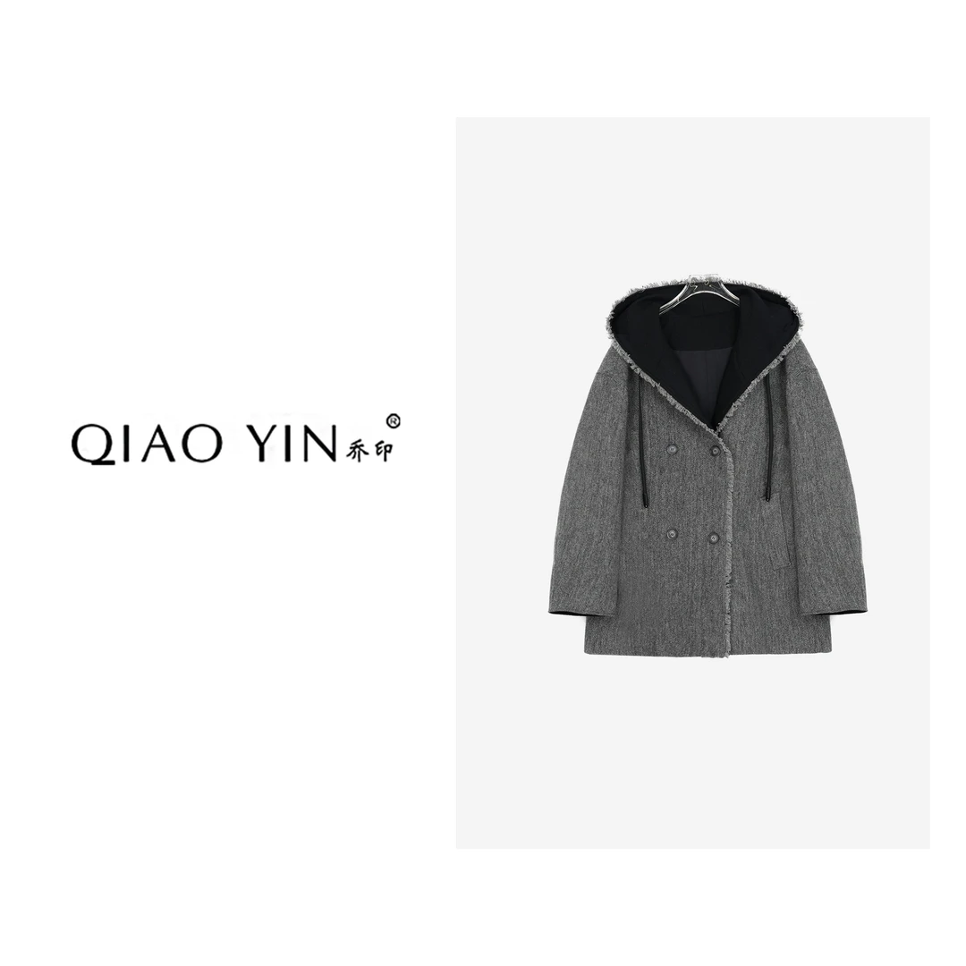 2024秋冬新款时尚休闲毛呢中长款设计师宽松潮流女装外套QY25559