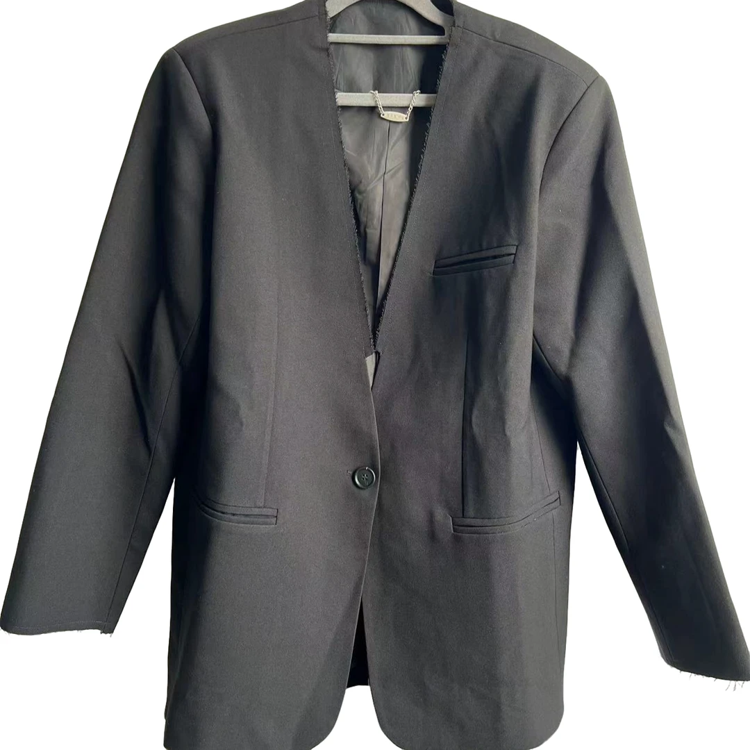 2024气质长袖轻奢时尚休闲简约宽松商务设计师女装西装QY22007