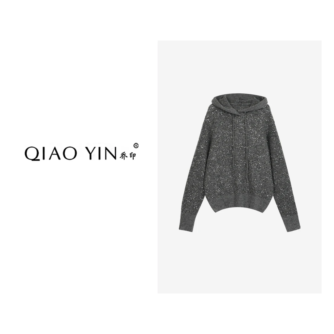 2024秋冬新款长袖针织时尚休闲连帽圆领套头女装毛衣QY25892