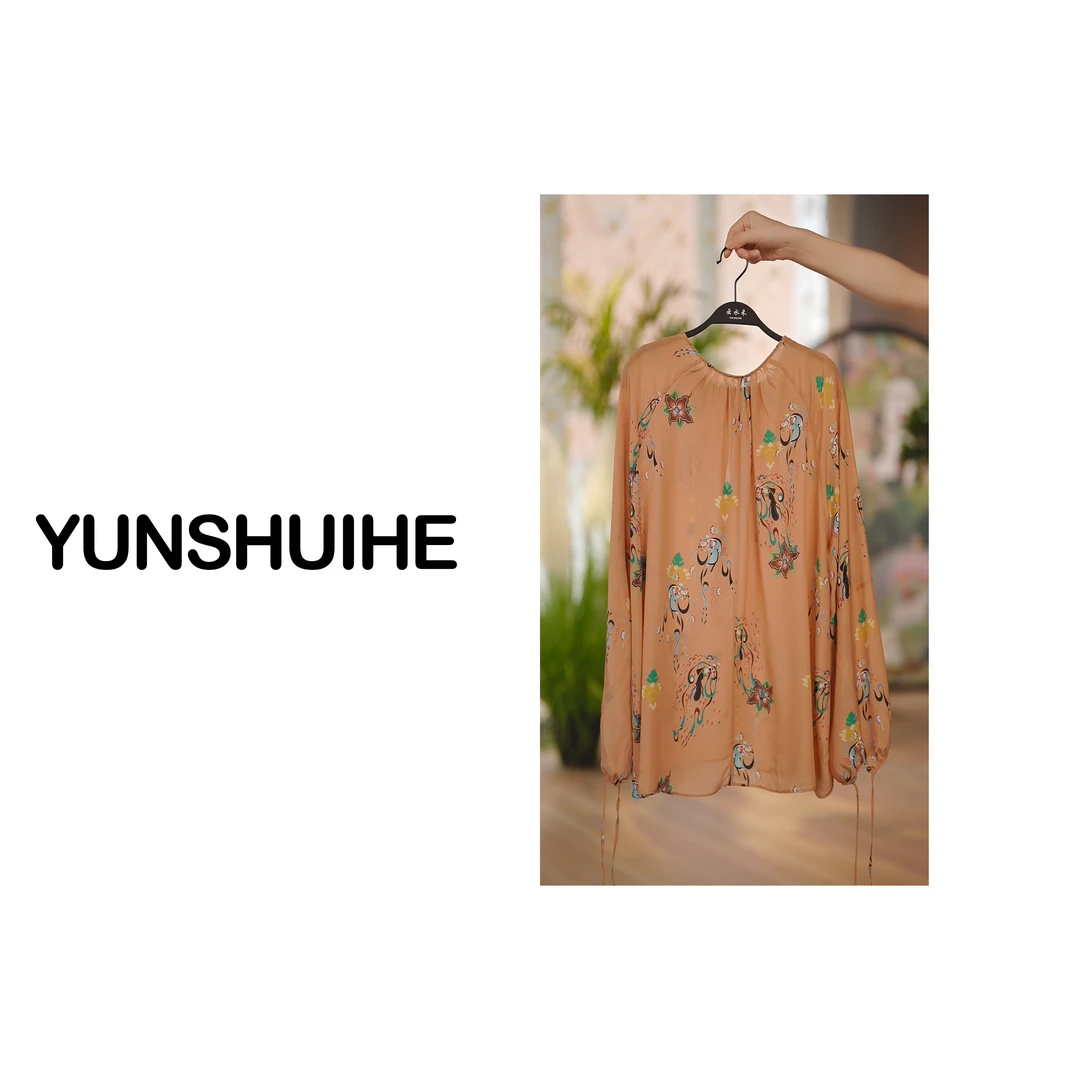 YUNSHUIHE/云水禾敦煌飞天-夏装新款洋气高贵真丝上衣ZS240441