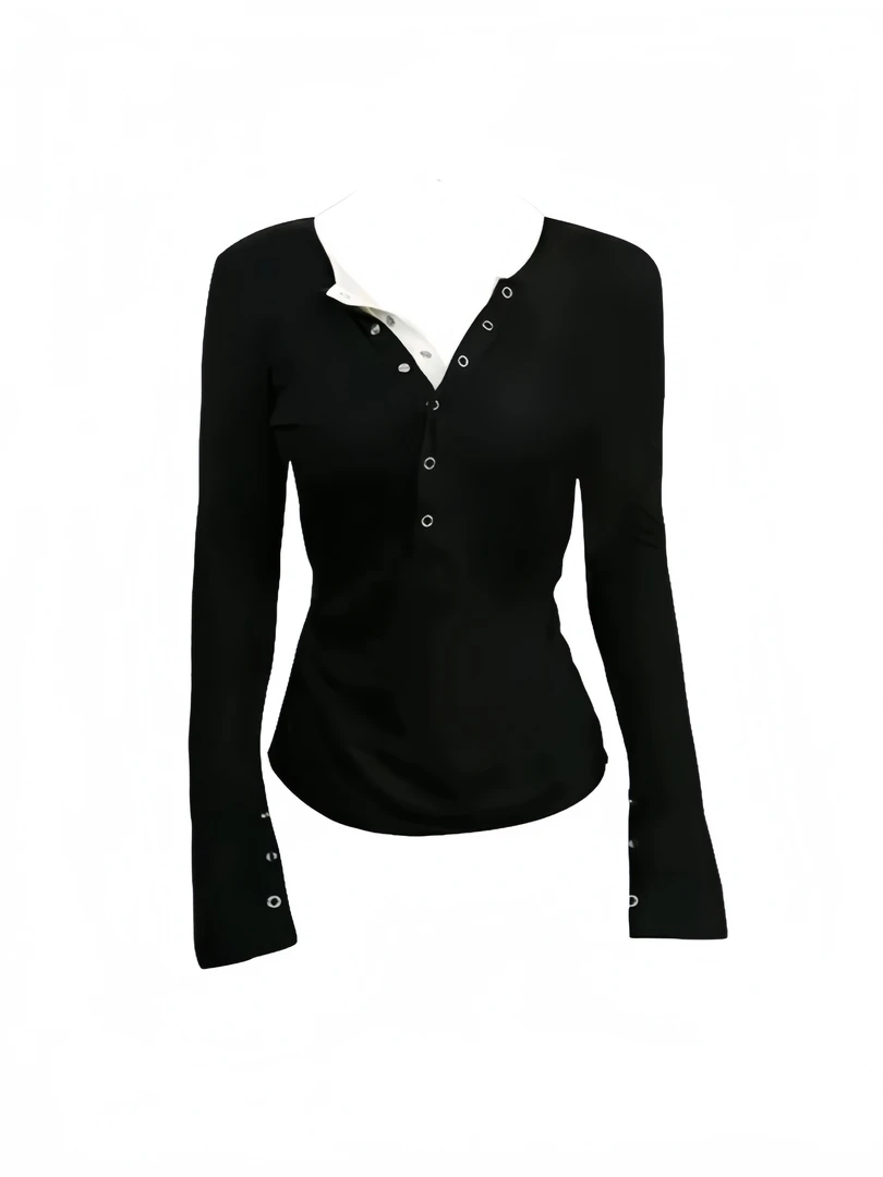 微胖mm纯欲辣妹假两件长袖T恤打底衫女设计感小众修身巨显瘦上衣