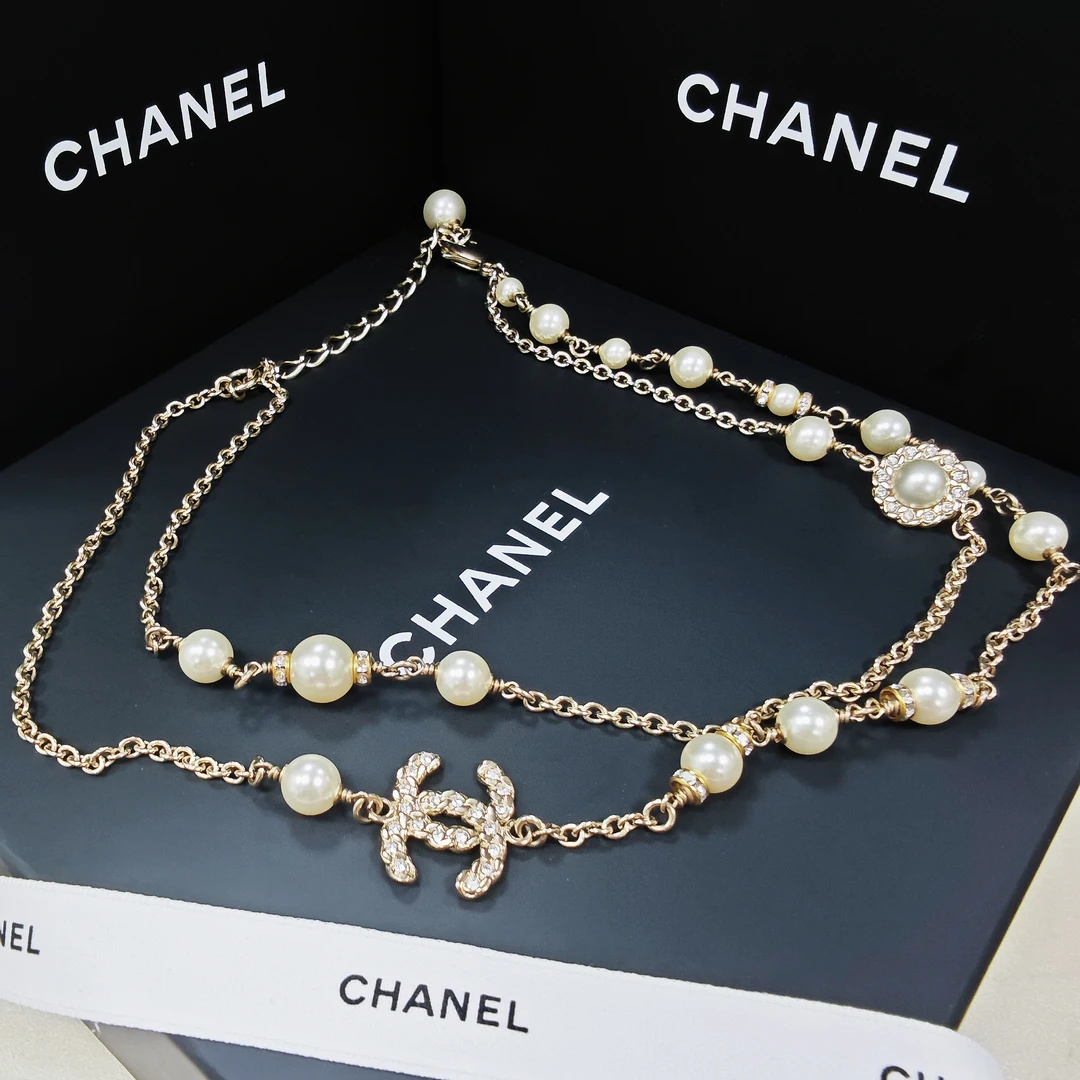 99新 Chanel/香奈儿 项链金色巴洛克双层珠珠时尚双链