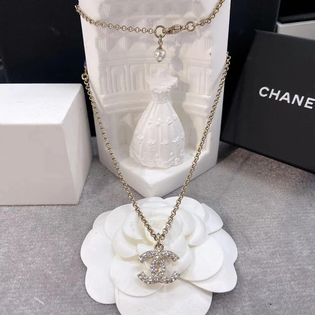 全新未使用 Chanel/香奈儿 /经典双c/闪钻/镶钻/香槟金/早春/项链