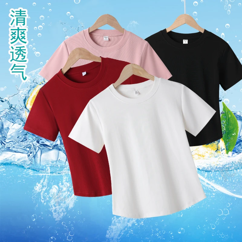 冀豫夏季清爽百搭宽松不规则小众设计感洋气短袖T恤 透气显瘦