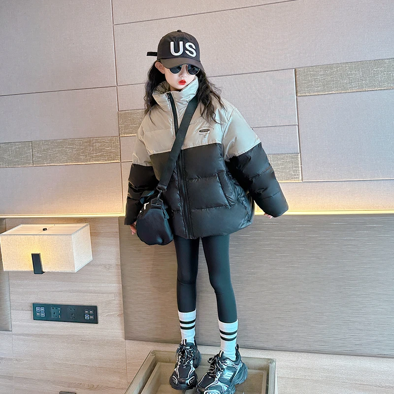 女童羽绒服冬季2023新款儿童洋气白鸭绒外套中大童加厚保暖面包服