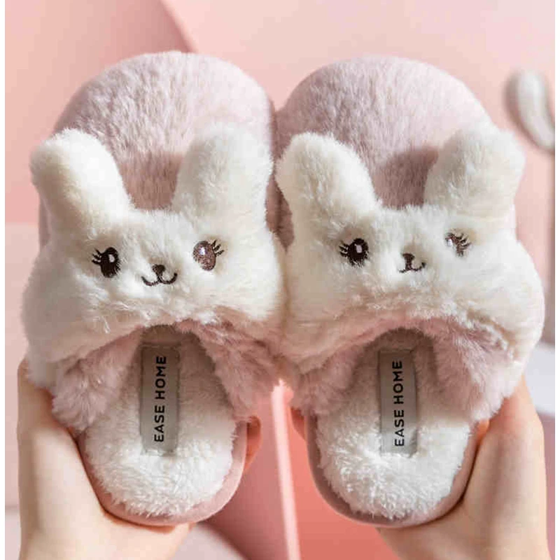 秋冬季可爱小兔子棉拖鞋女冬季室内家居防滑网红ins厚底踩屎感