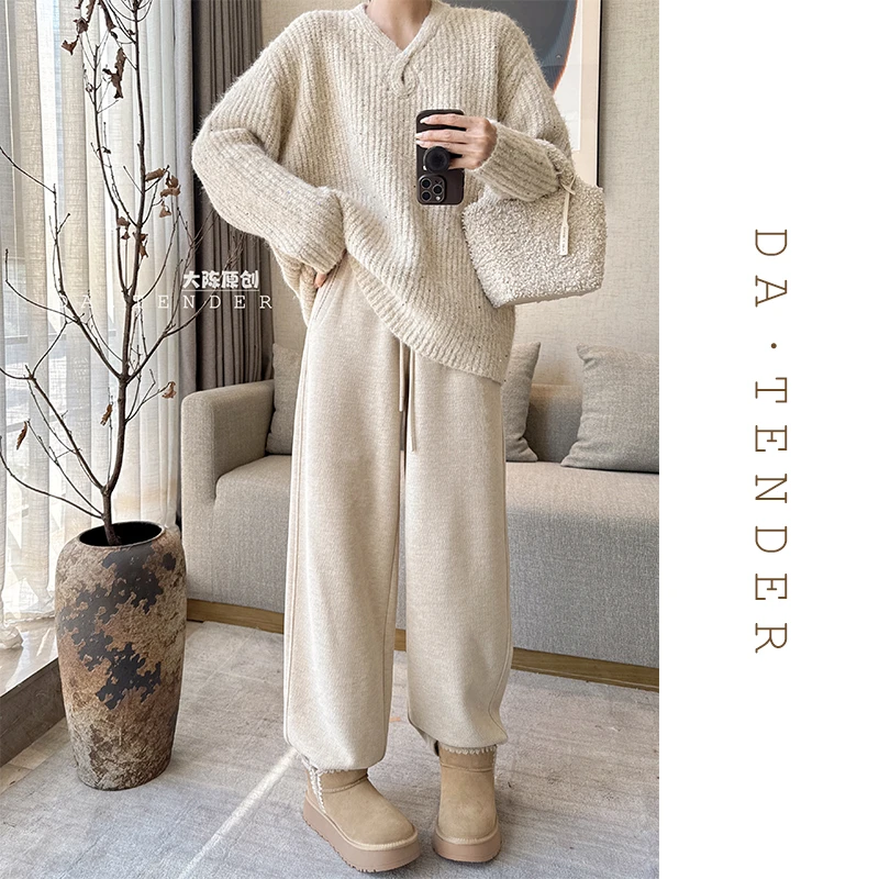 DA·Tender-“卡尔松弛派加绒微镰刀裤”秋冬时尚休闲百搭显瘦