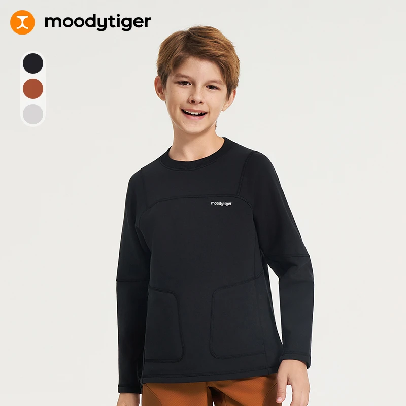 moodytiger【活动】卫衣加绒保暖圆领长袖套头运动衫44110307【H】