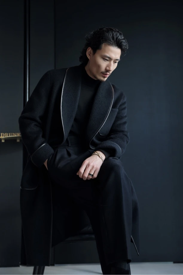 DRUNKCORNER男女同款黑色睡袍款大衣