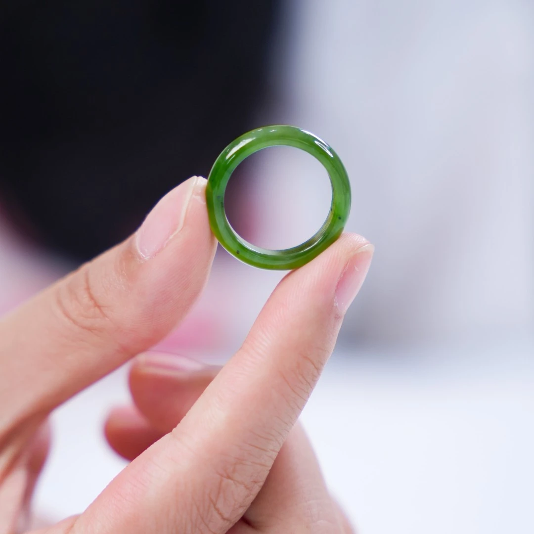【福利价】销量过千 和田玉戒指碧玉戒圈对戒碧玉阳绿玉戒圈指环