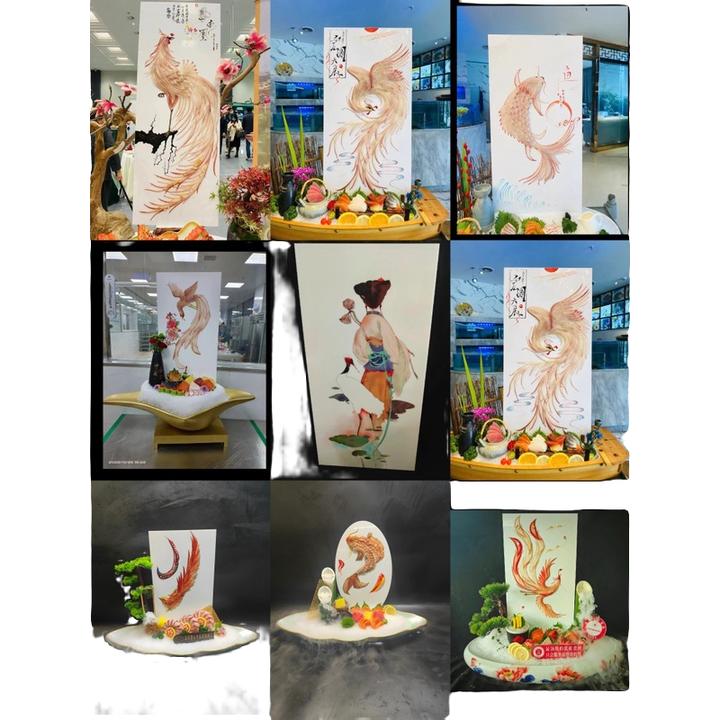 刺身摆盘装饰鱼雕板三文鱼摆盘创意海鲜姿造亚克力板白板透明板