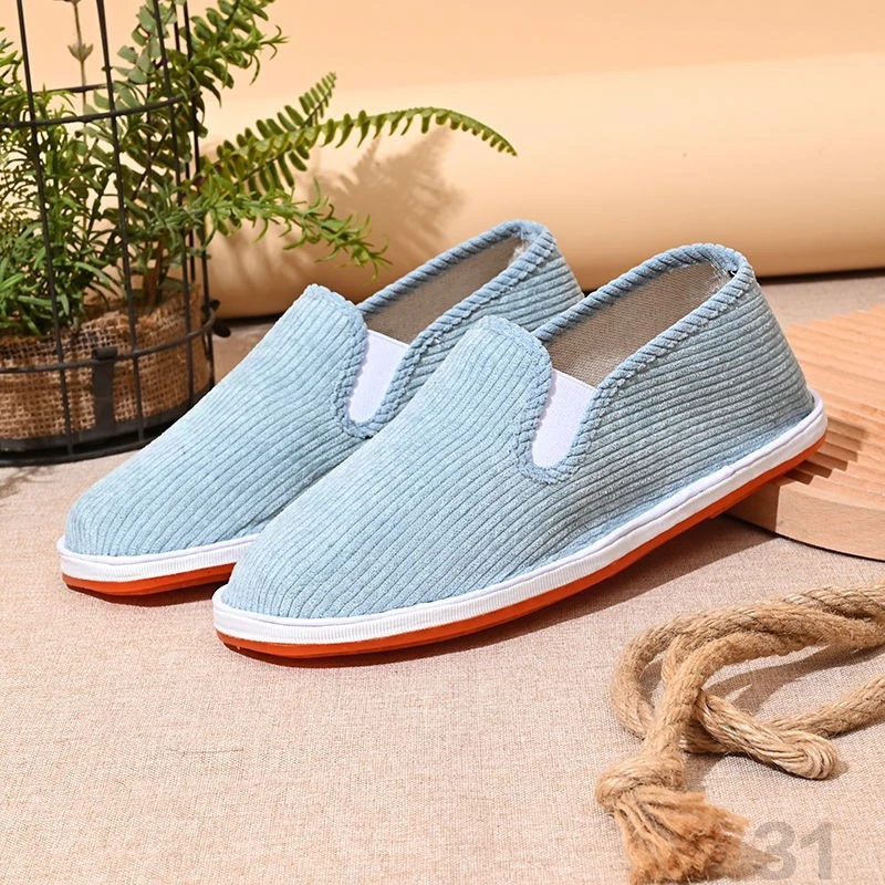 千层底布鞋春夏季风休闲老北京男透气专用平跟灯芯绒低帮