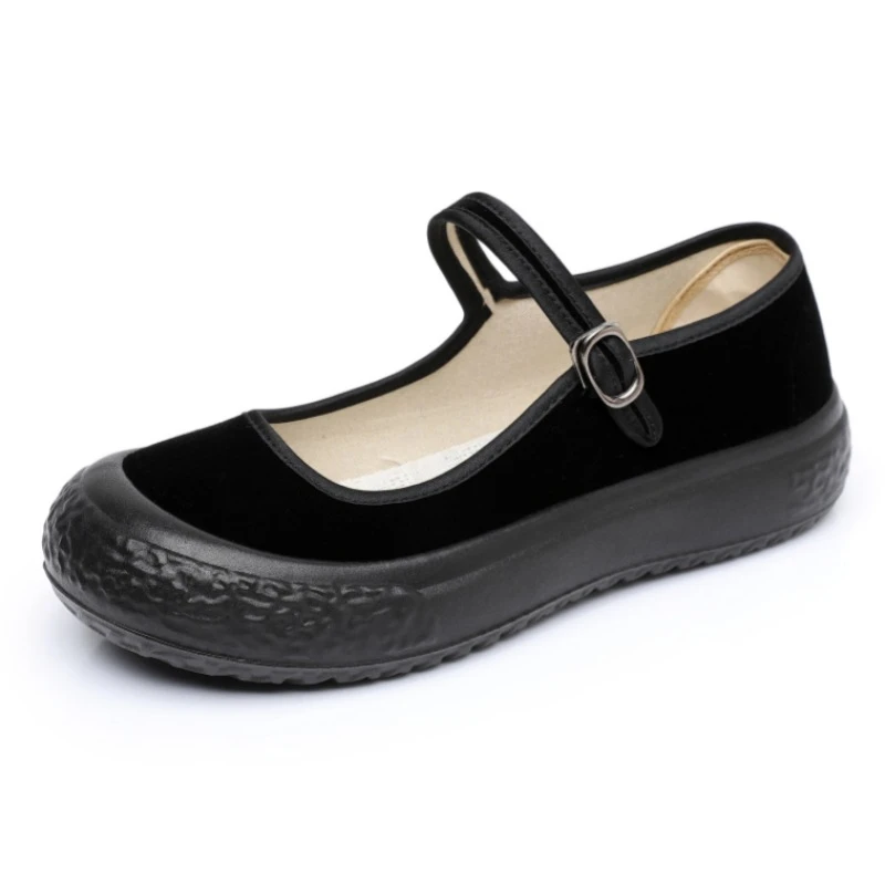 老北京布鞋厚底工作鞋单鞋软底妈妈耐磨鞋女士黑色春秋劳保鞋秧歌