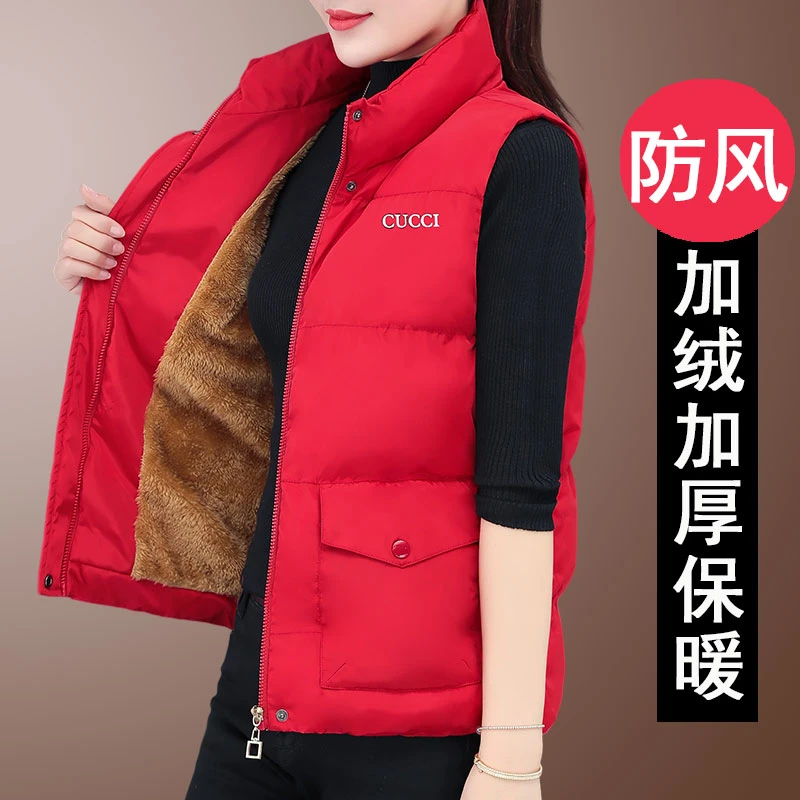 外穿加绒加厚马甲女秋冬季保暖2023年新款羊羔毛绒洋气时髦马夹