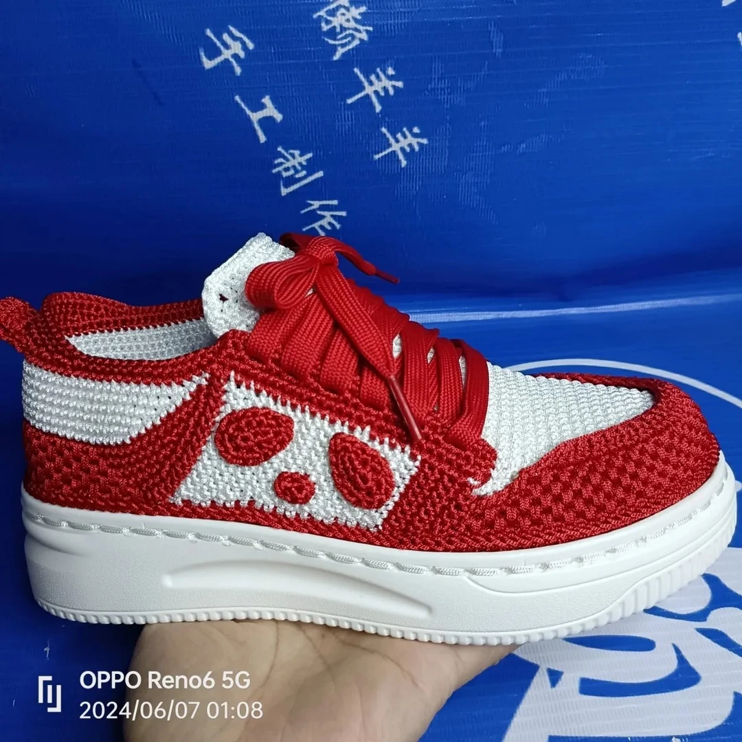 情况款手工钩针钩织熊猫运动鞋《材料包整套》带视频教程标准码数