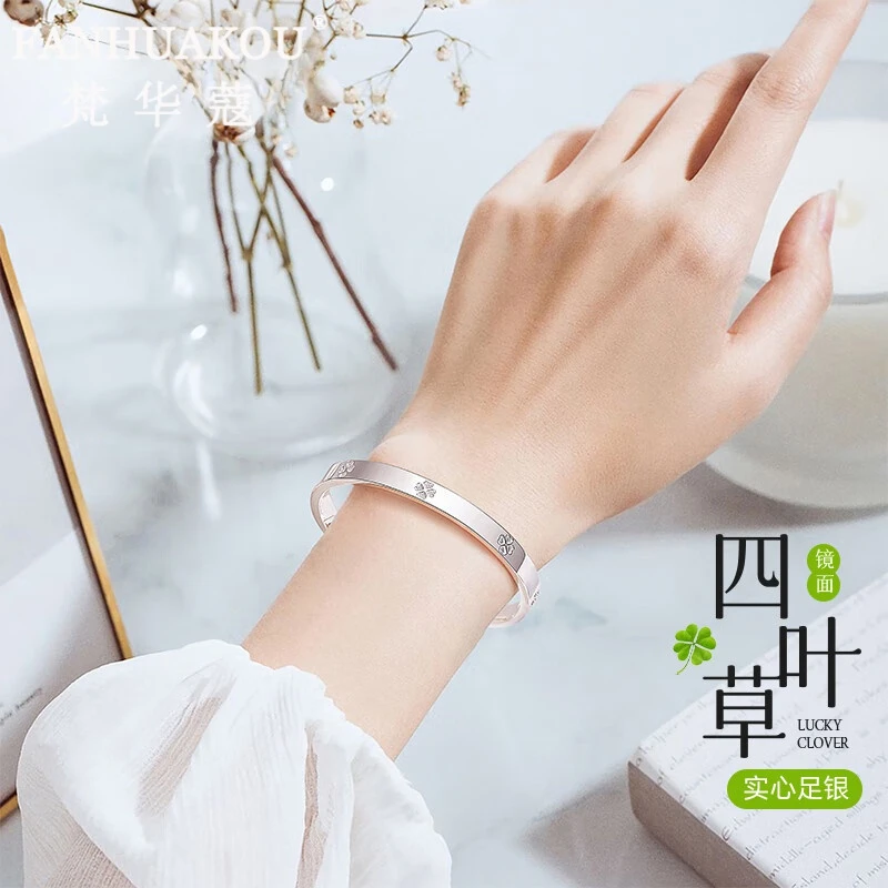 银手镯女士款实心银首饰足银9999银镯子新年元旦跨年送女友年轻时