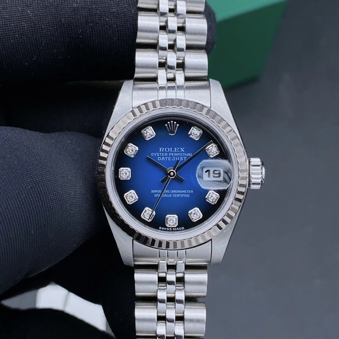 99新 Rolex/劳力士 日志79174/渐变蓝盘/机械女表/表径26