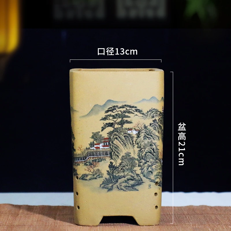 宜兴紫砂兰花盆精品高档陶瓷中国风建兰透气清仓室内桌面包邮