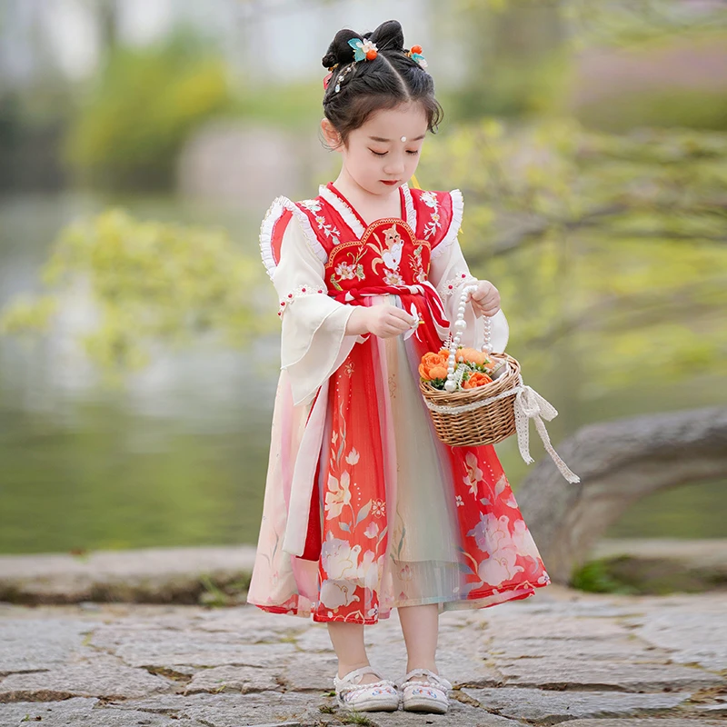 女童汉服夏款儿童唐装宝宝中国风连衣裙小童古风超仙襦裙2023新款