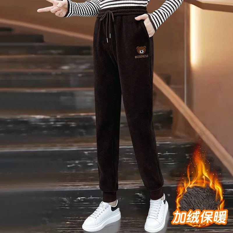 【2024秋冬季新款】加绒加厚束脚时尚运动百搭休闲裤女宽松束脚卫裤