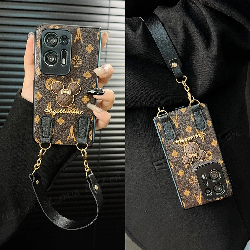 适用oppofindn2手机壳新款findn2套oppo高级轻奢皮纹背带挂绳女款