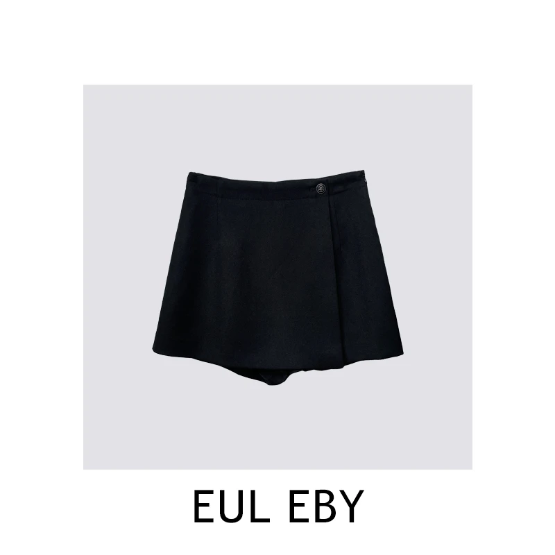 【EUL EBY】不规则裤裙显瘦阔腿五角星金属纽扣装饰裙裤241709#