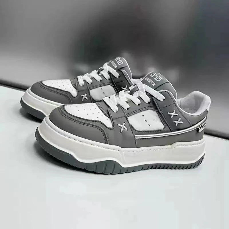 新款手工定制男鞋欧洲站潮鞋简约时尚百搭板鞋真皮潮流厚底休闲鞋