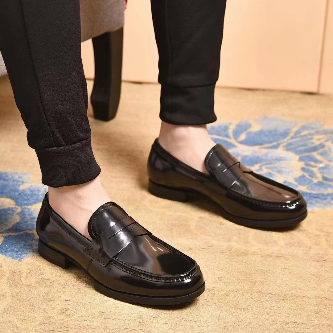 2022新款质感小众男士休闲皮鞋日常百搭商务休闲豆豆鞋男百搭潮鞋