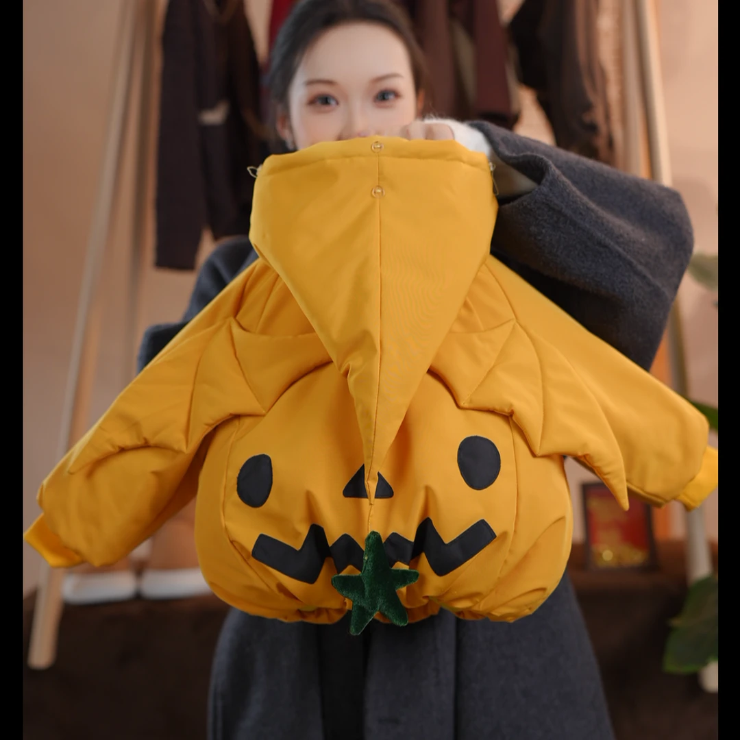 麦田专属 2024入冬新款夹棉加厚外套儿童百搭南瓜黄连帽外套