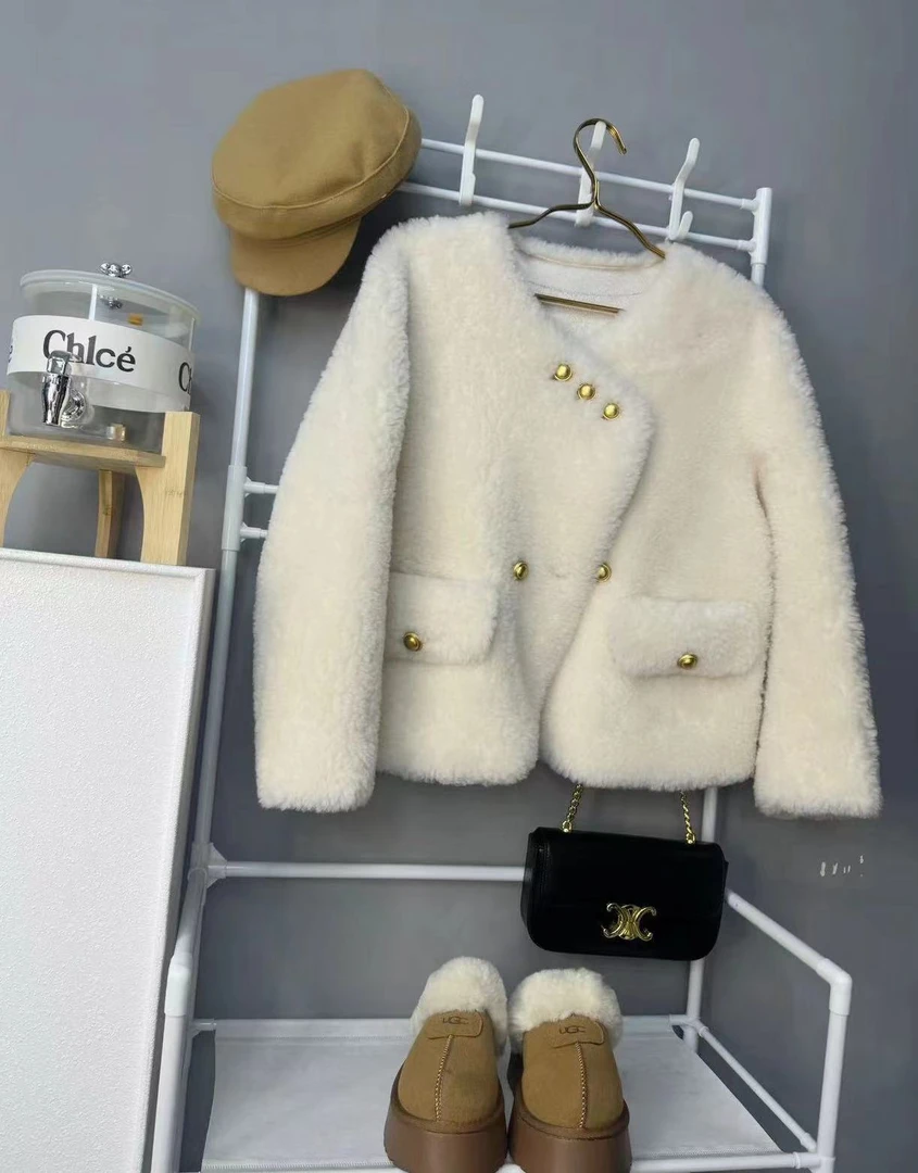 香芋可可 海宁2025秋冬新款韩系加厚保暖一百羊毛真毛皮草外套