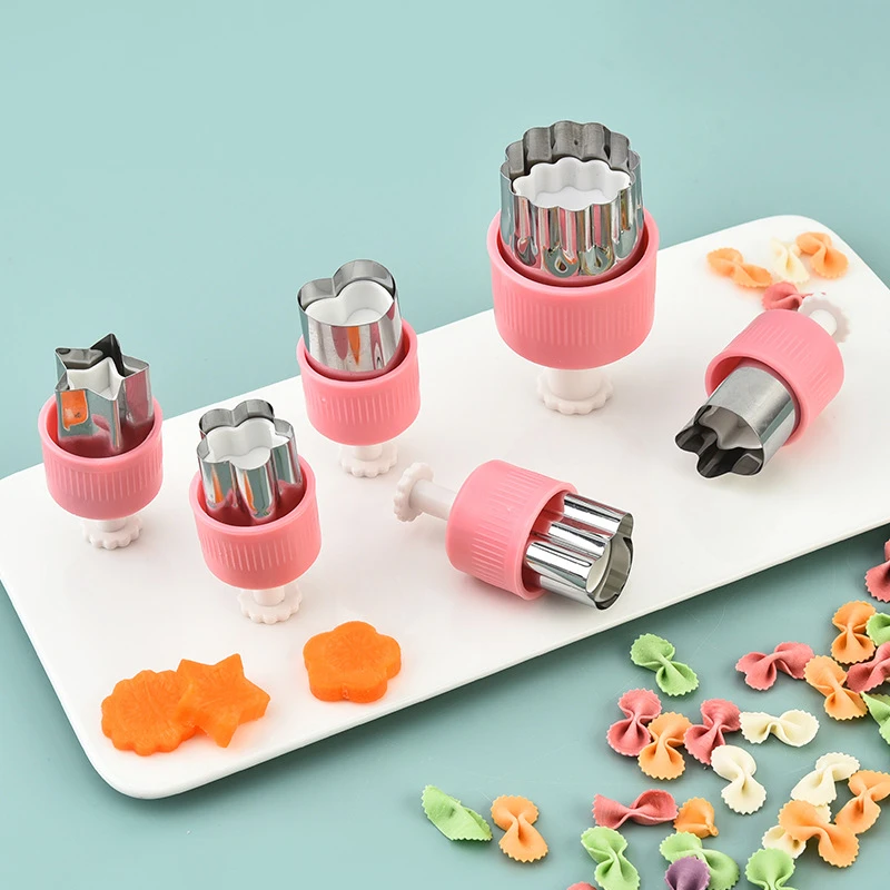 不锈钢按压式宝宝辅食蝴蝶面混沌模家用水果蔬菜切压花器