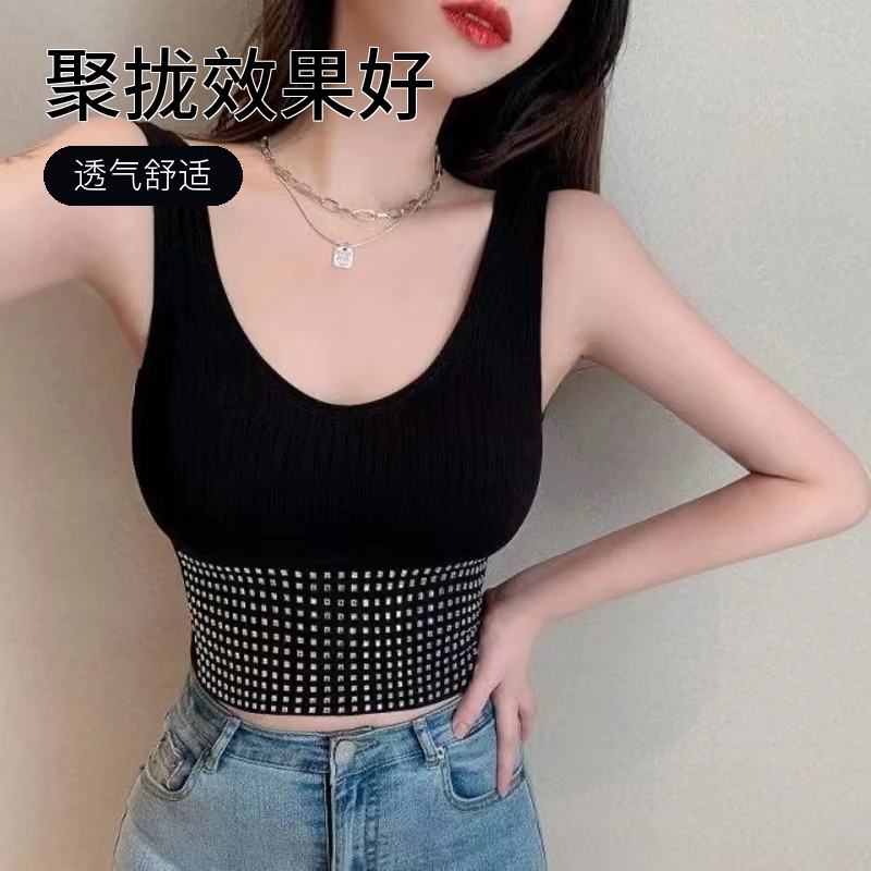 修身内搭聚拢美背搭妈妈背心外穿时尚薄款老人胸罩老年人吊带内衣