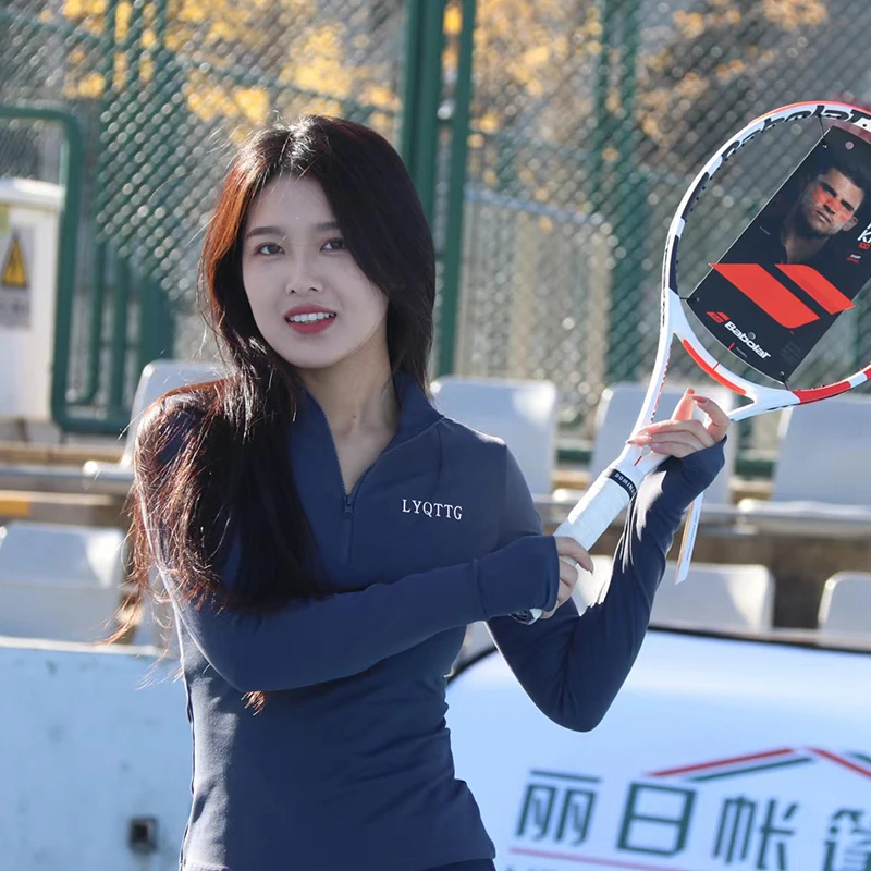 LYQTTG乐原清亭秋冬修身上衣长袖半拉链服运动磨毛网球服吸湿排汗