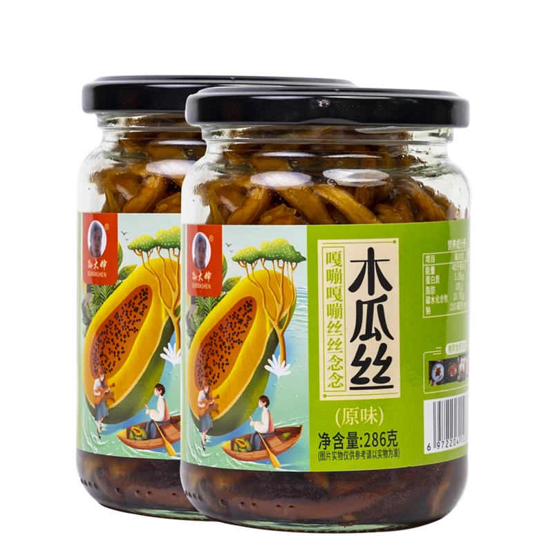 孙大婶 无辣木瓜丝 酱香286g原味脆口腌制开胃特产
