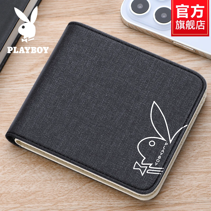 花花公子男士钱包短款时尚新款帆布休闲简约青年零钱包学生钱夹潮