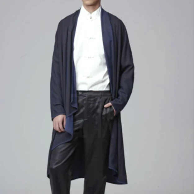 德玺见萩 W香云纱蓝莨风衣 JL163-F01