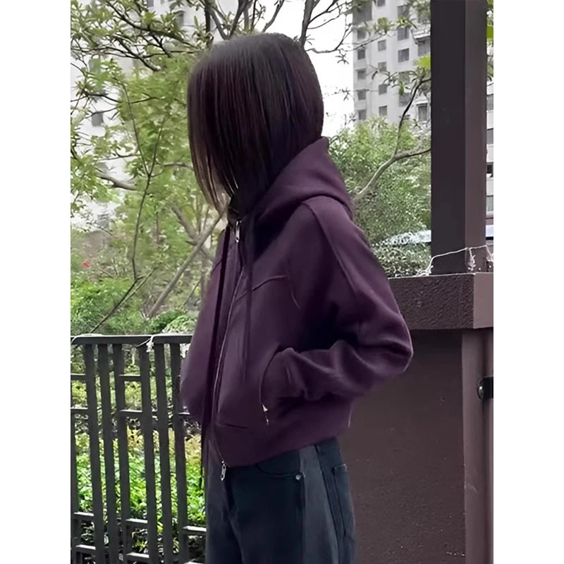 拉链开衫短款连帽卫衣外套女秋冬2024新款爆款春秋款宽松长袖上衣