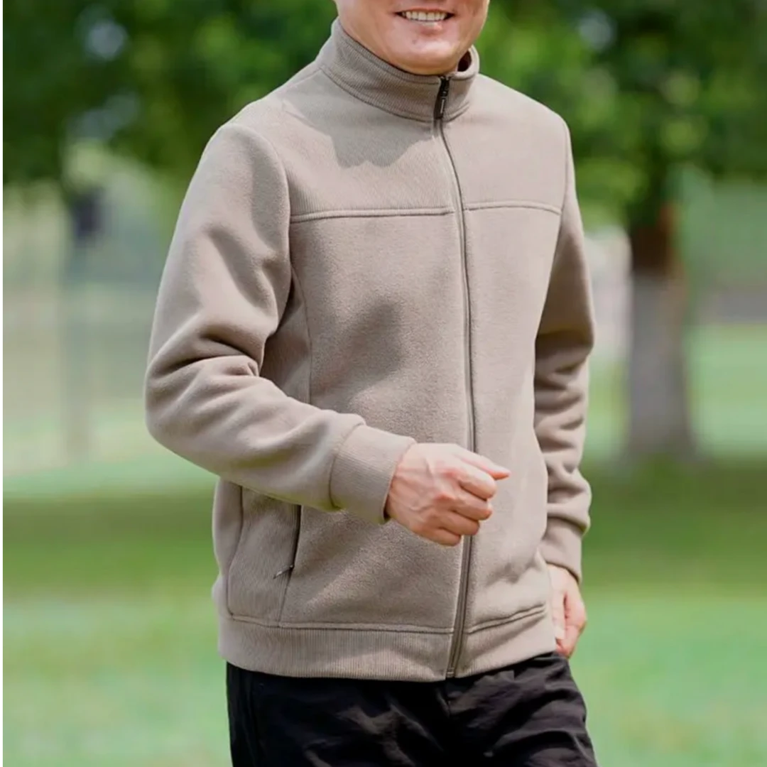 男士加厚冬季摇粒绒外套立领抓绒外套户外运动爸爸装休闲保暖宽松