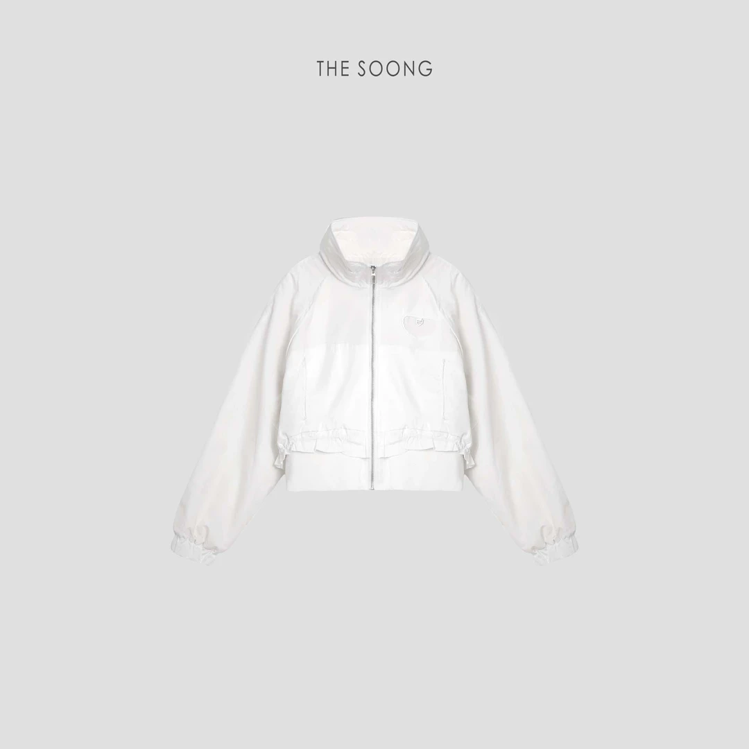 THESOONG |  美式立领白色短款冲锋衣外套HBWCWT223086