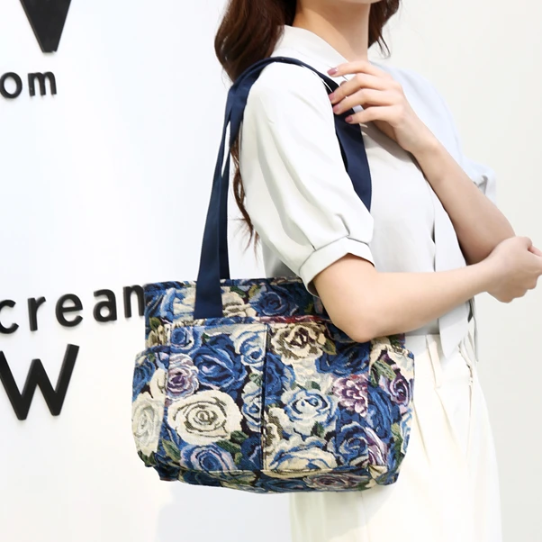 单肩包时尚百搭女士民族风妈妈包休闲包印花旅游包中老年轻便大包