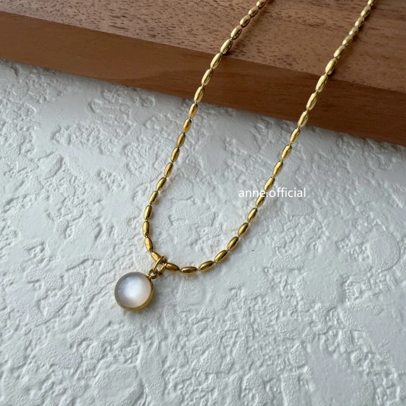 钛钢项链 【X389】轻奢时尚米珠链条猫眼项链气质高级感项链