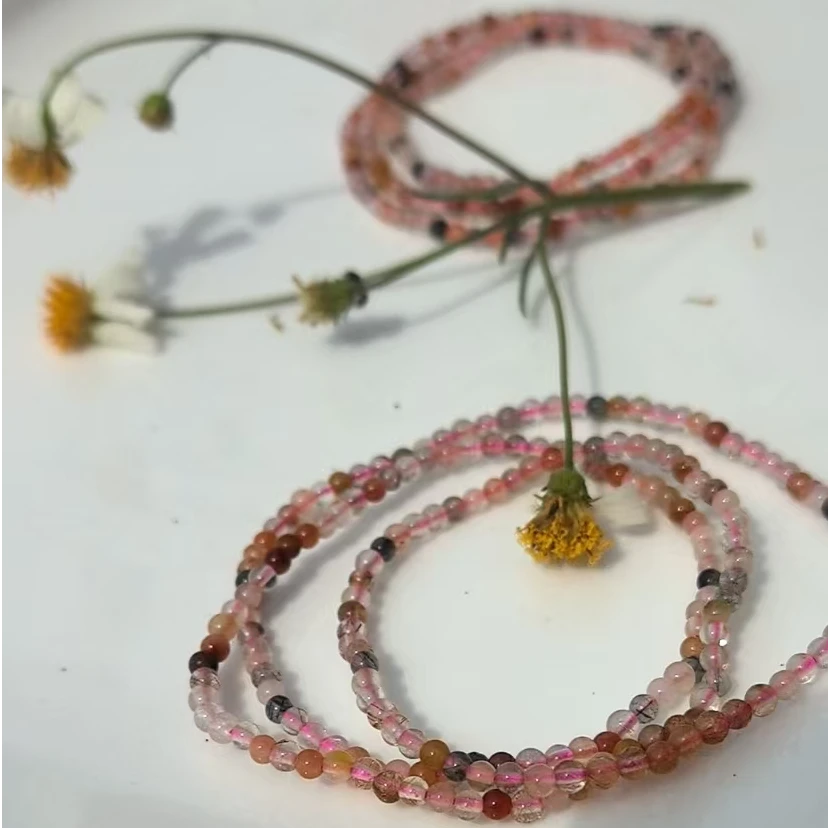 天然彩发晶多圈手链3.5MM左右B42