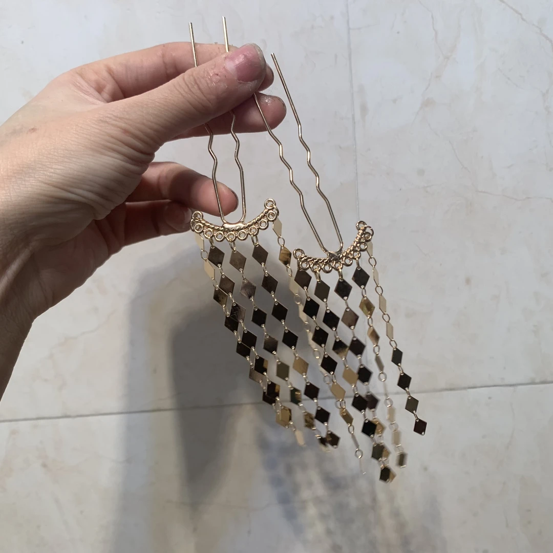 两只装前尘梦保色铜水晶流苏古风流苏发梳