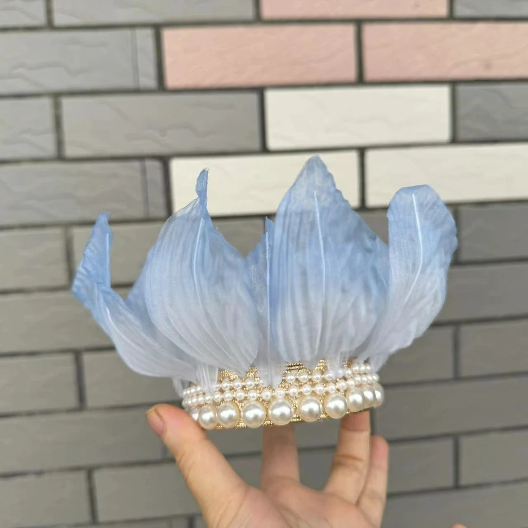 前尘梦汉服配饰古风烫花莲花冠宋制莲花冠烫花发冠