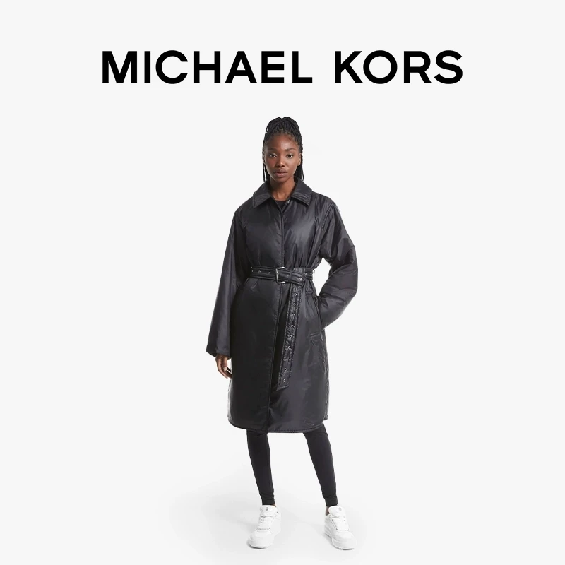 MICHAEL KORS MK 女士翻领系带长袖棉服外套