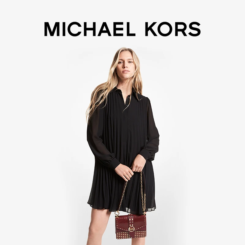 MICHAEL KORS A 字轻薄短款百褶女士蛋糕裙连衣裙
