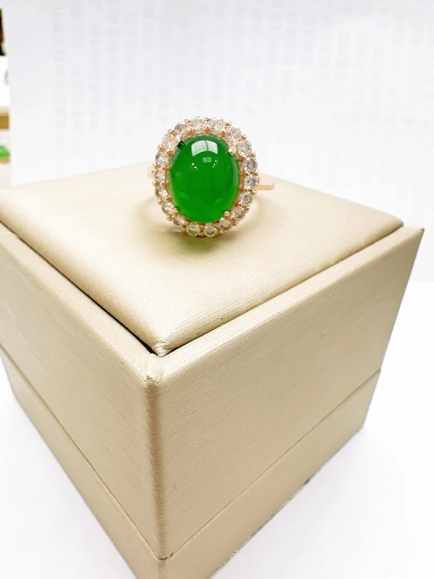 简一珠宝天然玉石玫瑰金色太阳花百搭戒指