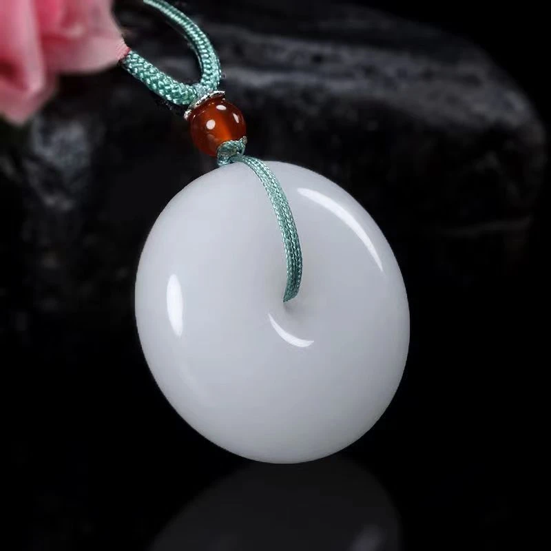 [韵杰粉丝福利]简约天然金丝玉平安扣吊坠挂坠